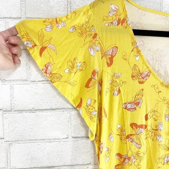 Modcloth Yellow Ruffle Butterfly Tee Women's Size Large - Picture 5 of 10